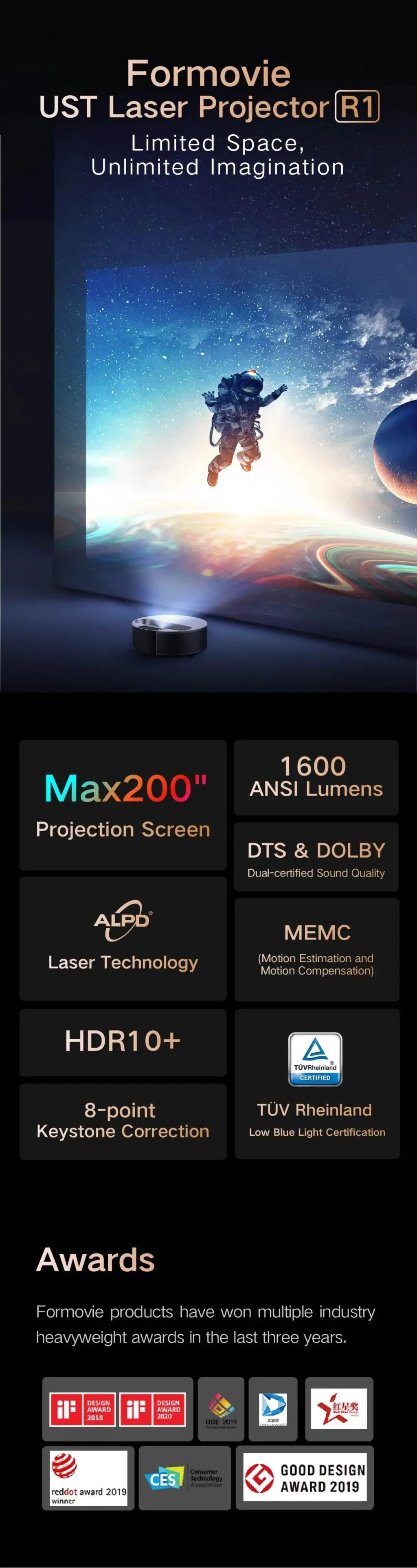 Formovie Fengmi R1c Laser Projector 1600 ANSI Lumens