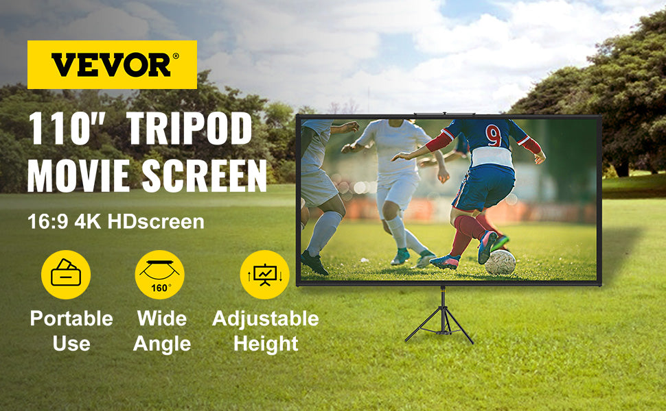 VEVOR™ 4K Projector Screen With Stand | Portable Home Cinema for Indoor & Outdoor Projection