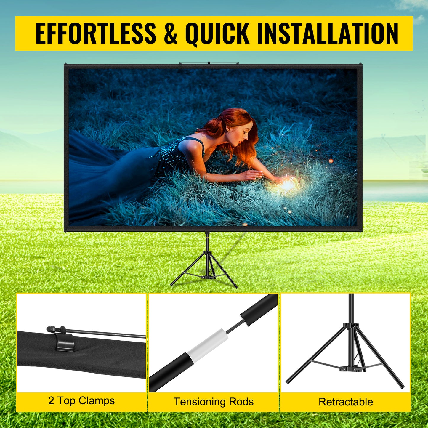 VEVOR™ 4K Projector Screen With Stand | Portable Home Cinema for Indoor & Outdoor Projection